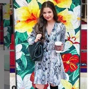 ZARA SNAKE PRINT LONGSLEEVE SILKY MINI DRESS XS